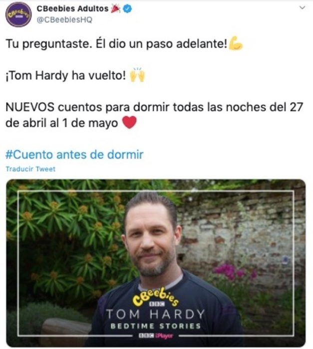 Tom Hardy vuelve a narrar cuentos en cbeebies 