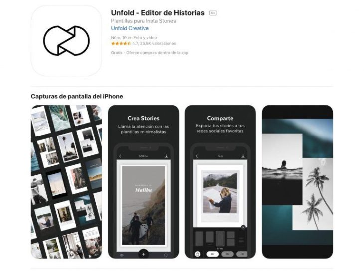 Unfold aplicación para edición de stories en Instagram