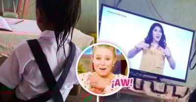 Niña se pone su uniforme y se peina para recibir clases virtuales