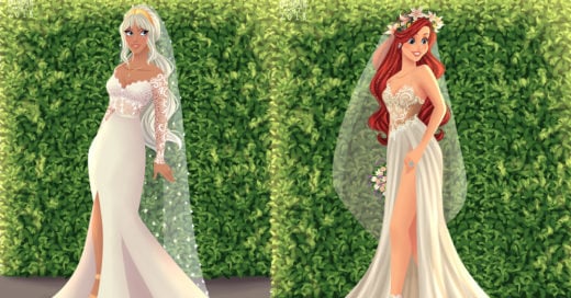 Así de hermosas lucirían las princesas de Disney con vestidos de novia