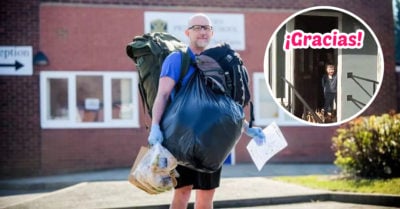 Profesor camina 8 kilómetros diariamente para entregar comida y tareas a sus alumnos