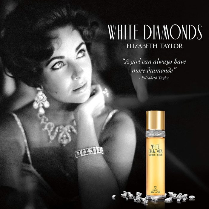 Cartel promocional de El perfume White Diamond de Elizabeth