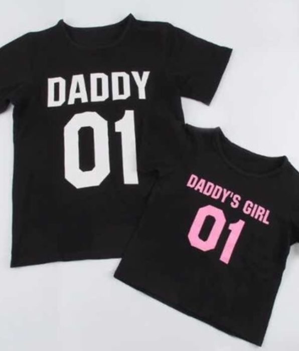 Playera de regalo para el día del padre con la frase "Daddy" y "Daddy's girl"