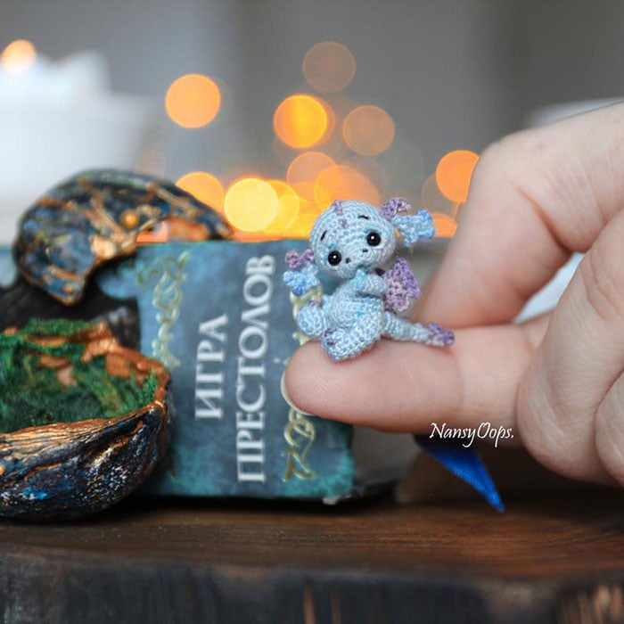 Dragón miniatura de crochet