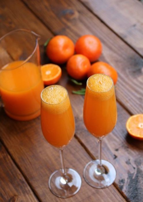 Copas con Mimosa y nieve de mandarina