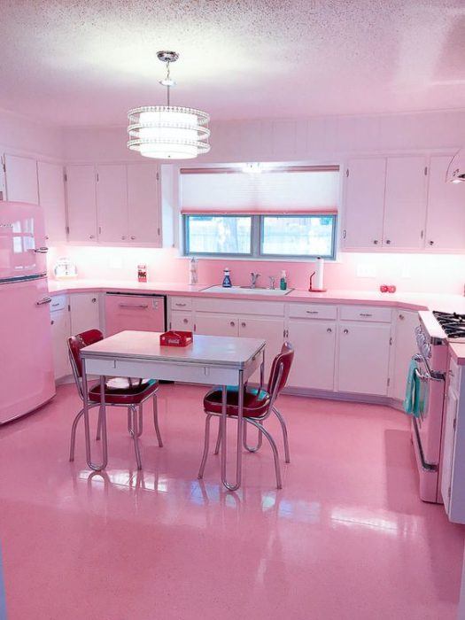 Cocina color rosa