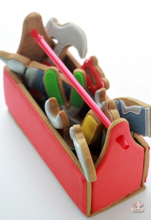 Galletas decoradas para el Día del padre de caja de herramientas