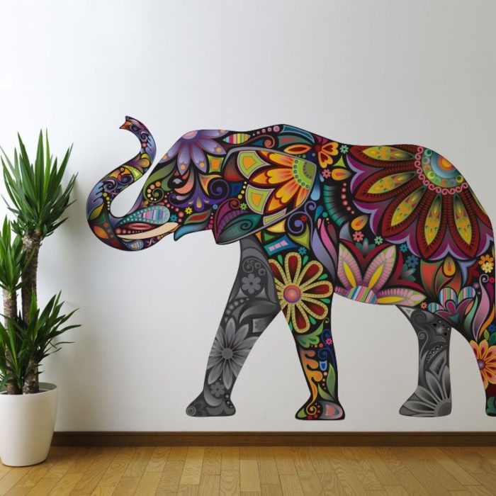 Mandala de elefante sobre pared