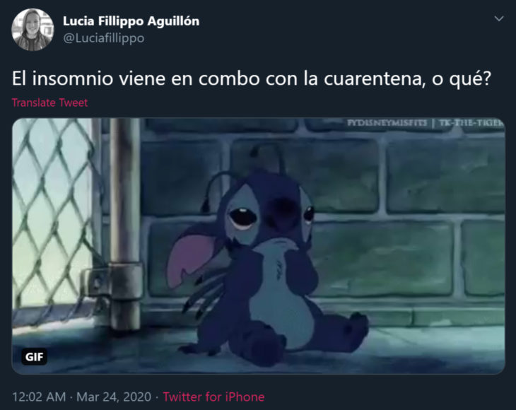 Memes de insomnio en la cuarentena; Stitch