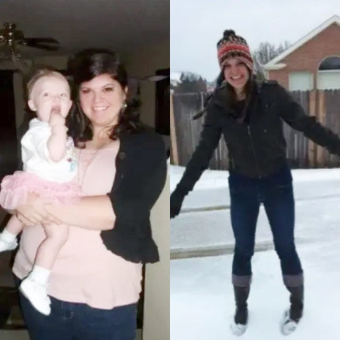 Mujer antes y después de bajar de peso