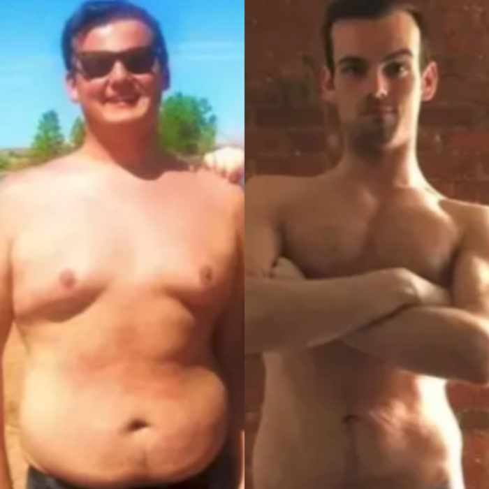 Hombre antes y después de bajar de peso