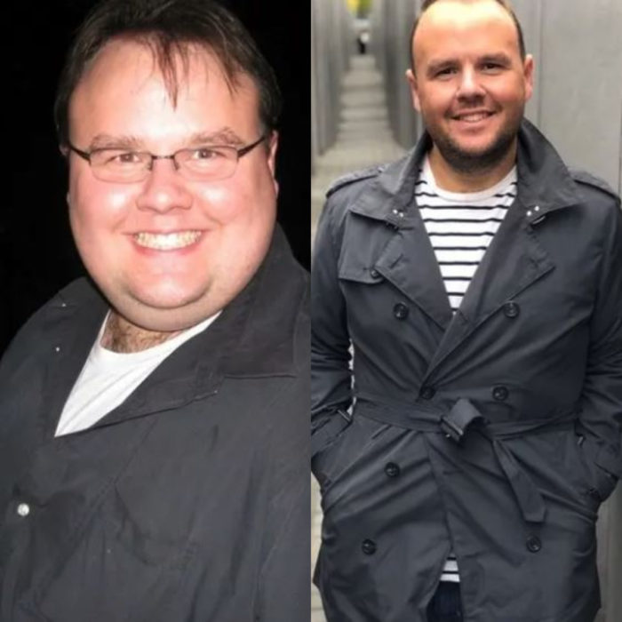 Hombre antes y después de bajar de peso