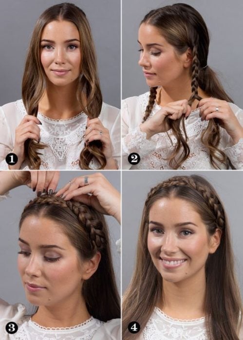 Chica haciendo un tutorial de cómo hacer un peinado sencillo 