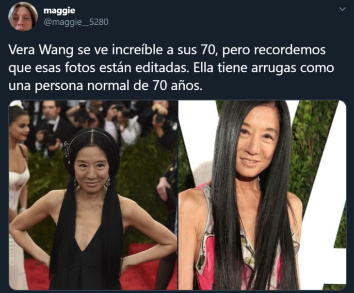 Vera Wang presume abdomen de acero