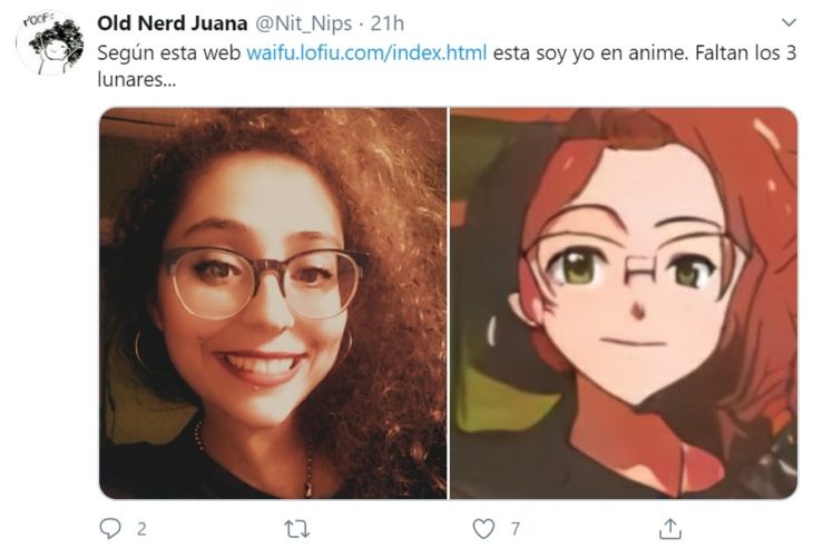 Captura de twitter con selfie y creación de waifu