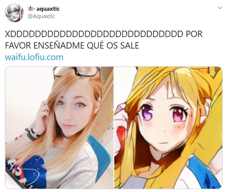 Captura de twitter con selfie y creación de waifu