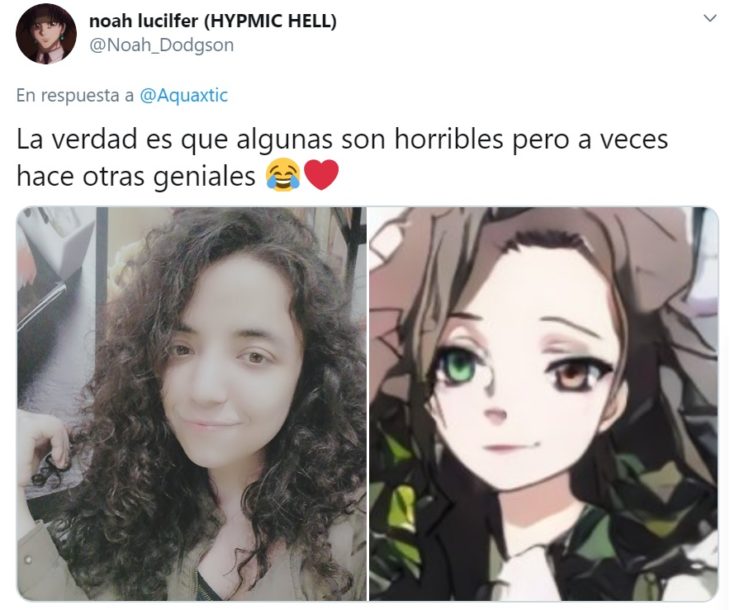 Captura de twitter con selfie y creación de waifu