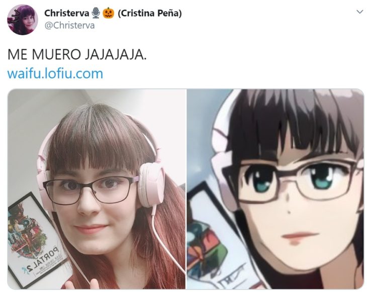 Captura de twitter con selfie y creación de waifu