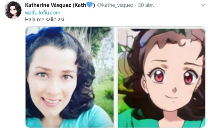 Captura de twitter con selfie y creación de waifu