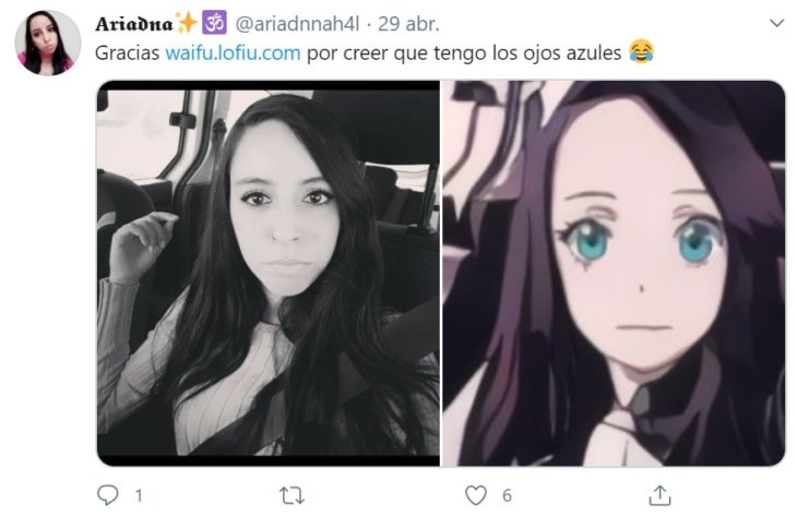 Captura de twitter con selfie y creación de waifu