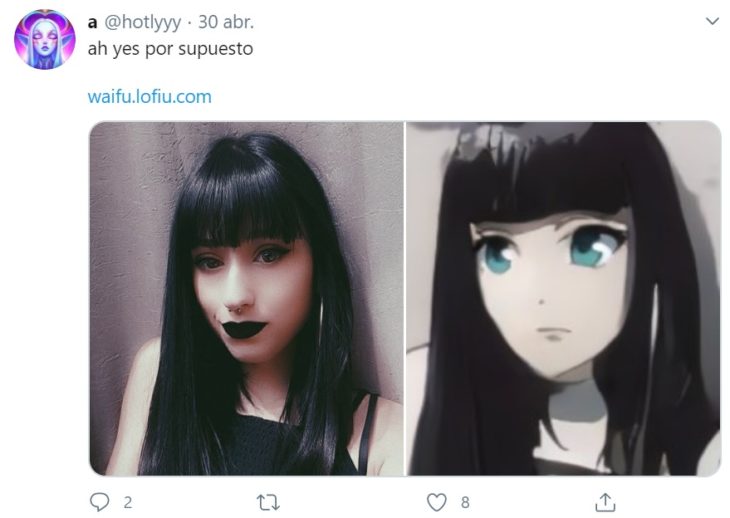 Captura de twitter con selfie y creación de waifu