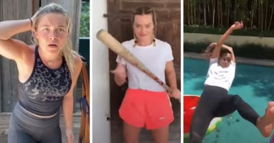 Heroínas del cine se enfrentan a sus dobles de acción e internet enloquece