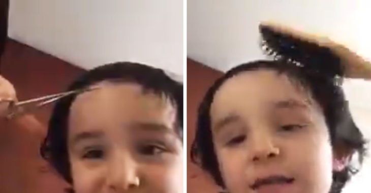 Este niño se quitó el miedo y él mismo se cortó el cabello