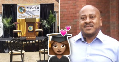 Papá organiza ceremonia de graduación afuera de casa para su hija