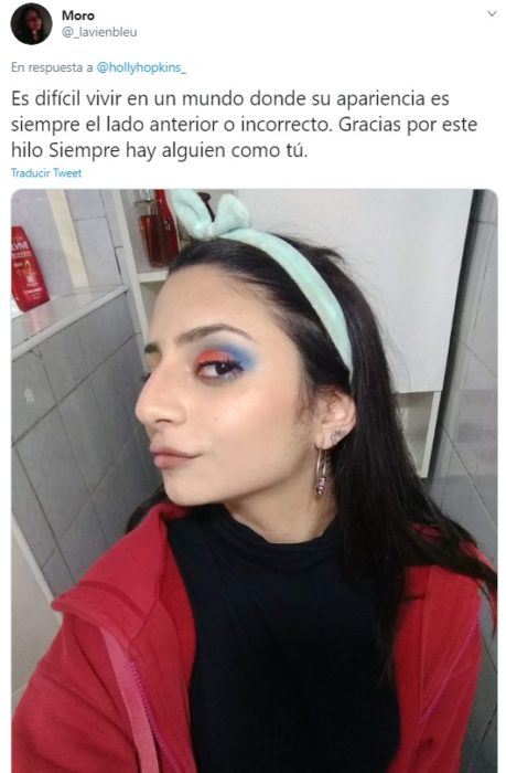 Captura de tweet en la que chica se muestra amor hacía su tipo de nariz