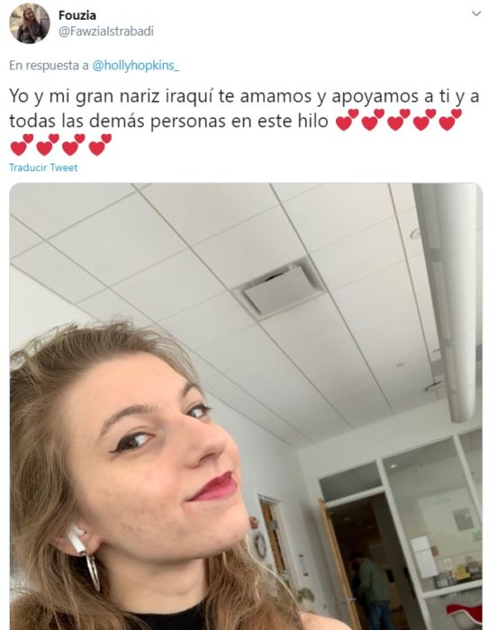 Captura de tweet en la que chica se muestra amor hacía su tipo de nariz