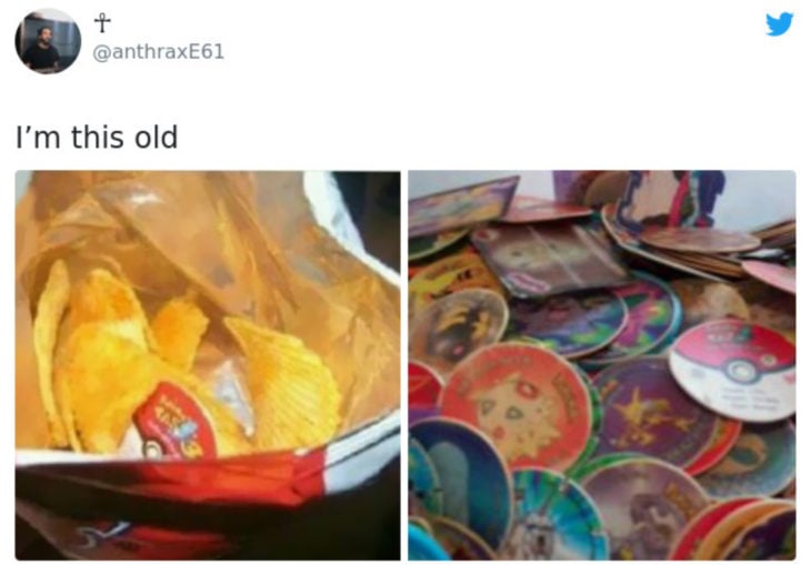 Artículos vintage que te harán sentir viejo; papas con tazos de Pokémon