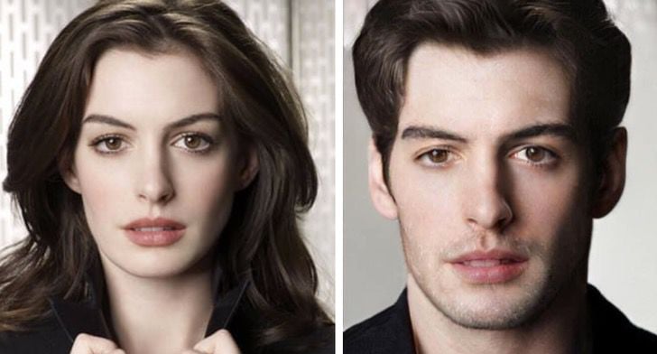 Anne Hathaway si fuera hombre FaceApp 