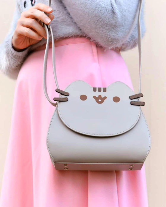 Bolsas kawaii bonitas y originales; bolso de mano de gato gris Pusheen