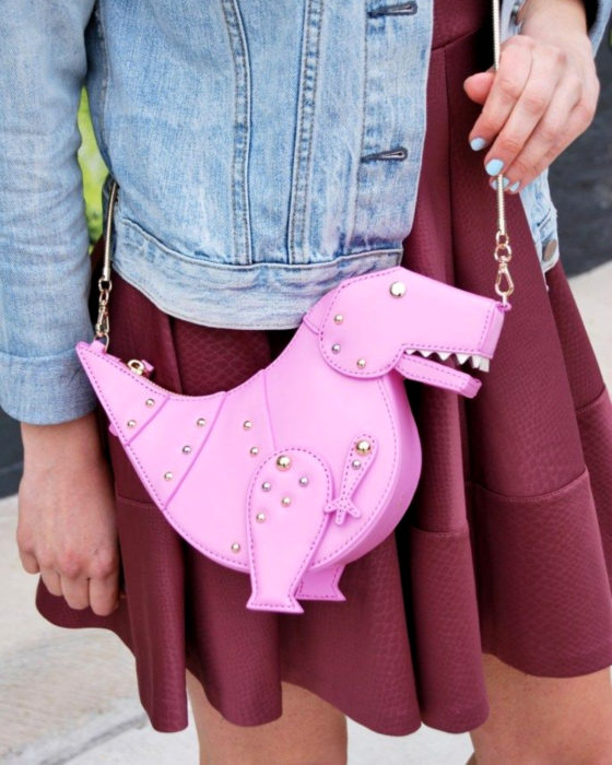 Bolsas kawaii bonitas y originales; bolso de mano de dinosaurio rosa, tiranosaurio rex