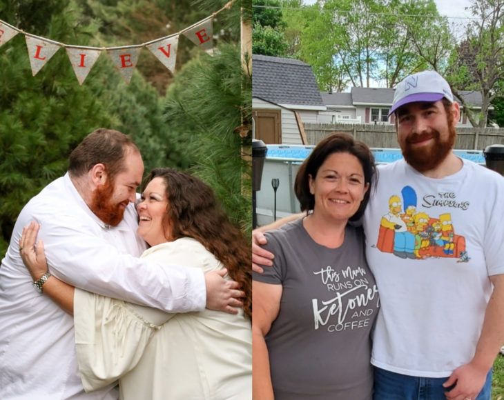 Pareja de esposos antes y después de bajar de peso