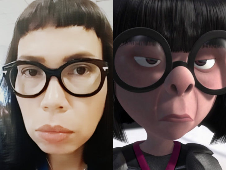 Personas que se parecen a personajes de películas animadas; Los increíbles, Edna Moda