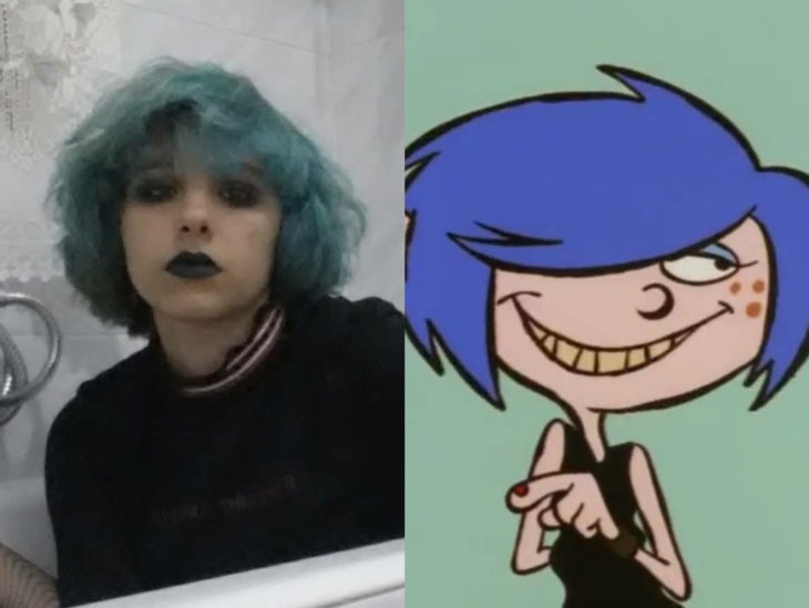 Personas que se parecen a personajes de películas animadas; Ed, Edd y Eddy, Marie, chica de cabello azul