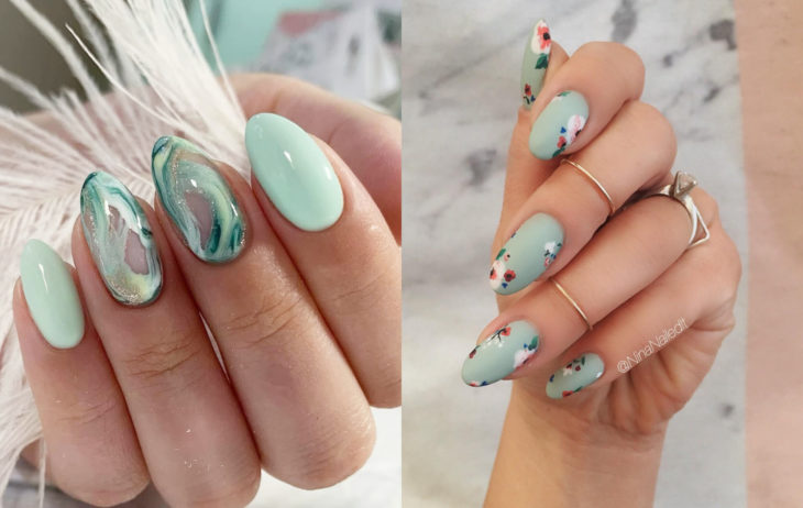 Colores de manicura; verde menta