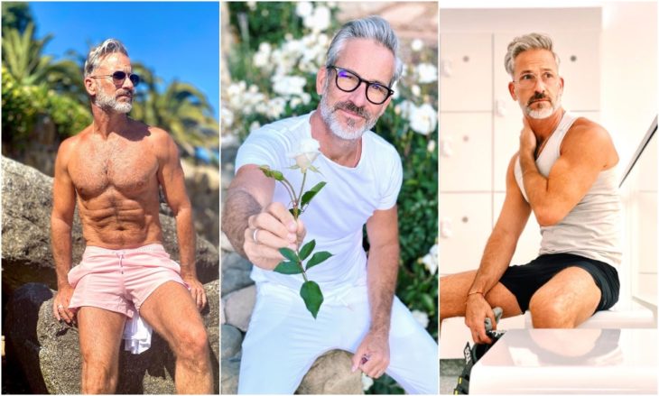 Garrett Swann sosteniendo una rosa blanca