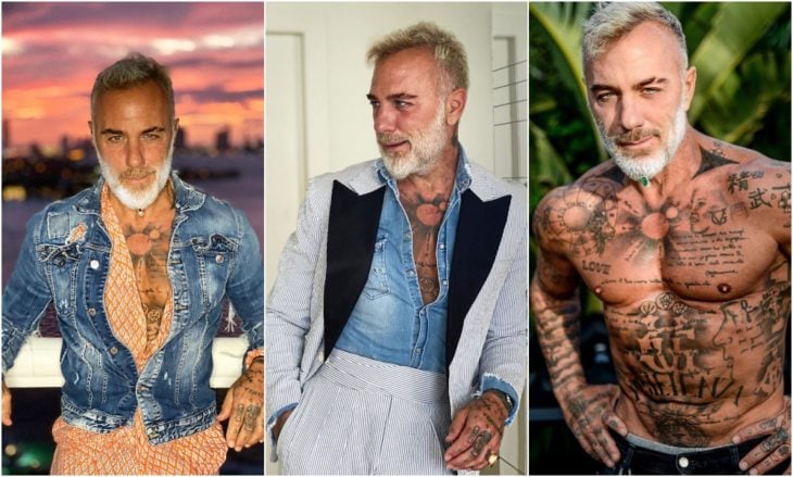 Gianluca Vacchi posando sin camisa y mostrando sus tatuajes