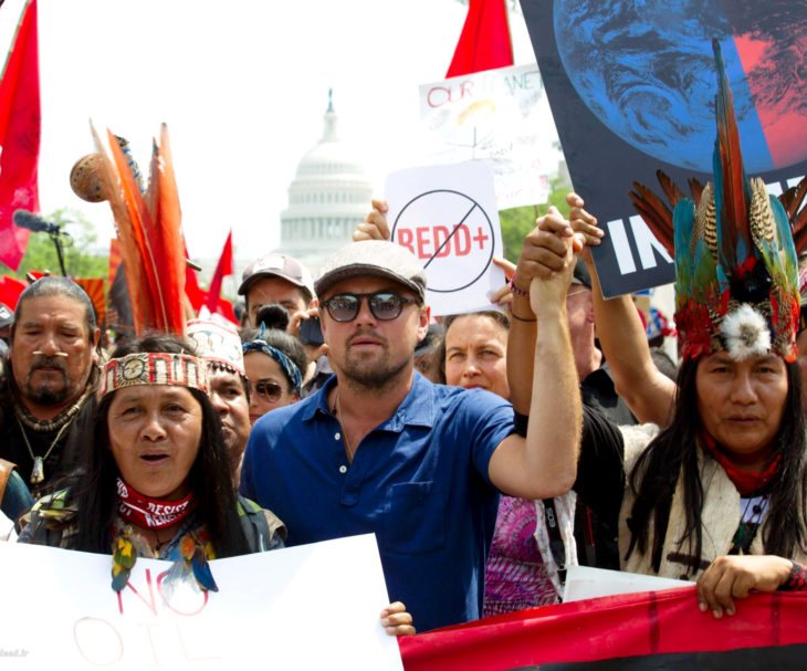 Leonardo DiCaprio en manifestación por el medio ambiente