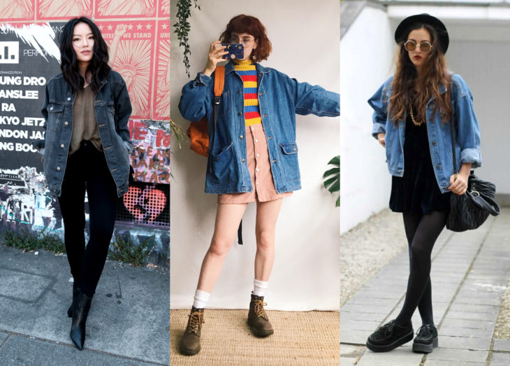 Ropa trendy, outfits; chamarra de mezclilla oversized