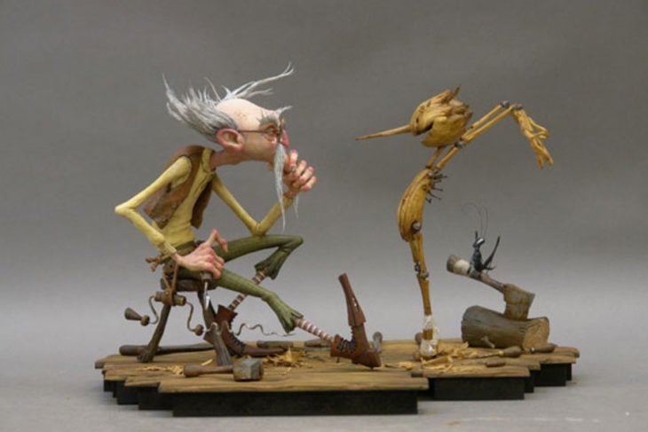 Marionetas de la película de Pinocchio en stop motion