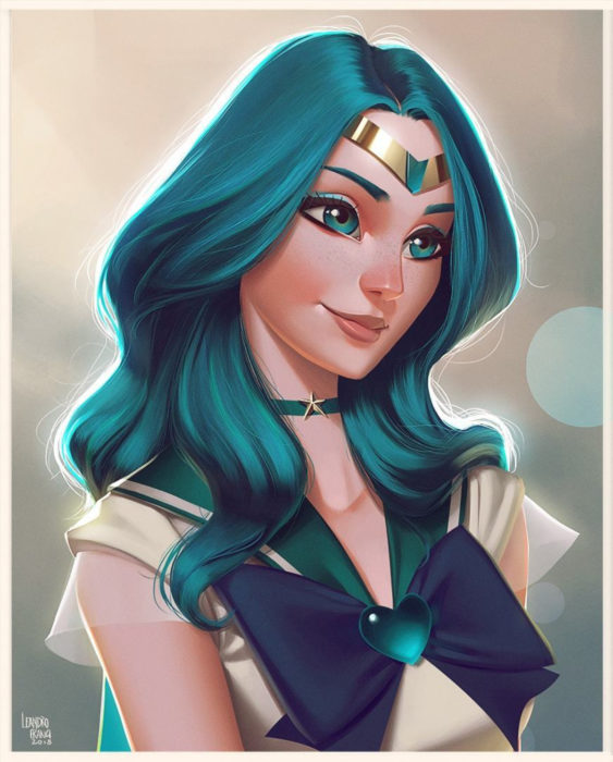 Leandro Franci ilustrador; artista hace ilustración digital de Sailor Moon, Michiru, Neptuno 