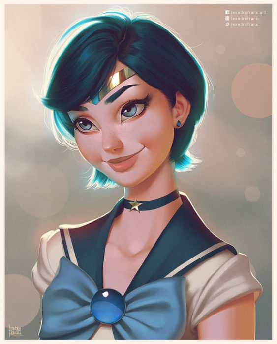 Leandro Franci ilustrador; artista hace ilustración digital de Sailor Moon, Ami, Mercurio