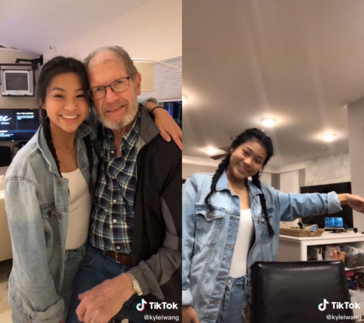 Challenge triste de TikTok; foto antes y después con ser querido que ya no está; abuelo y nieta