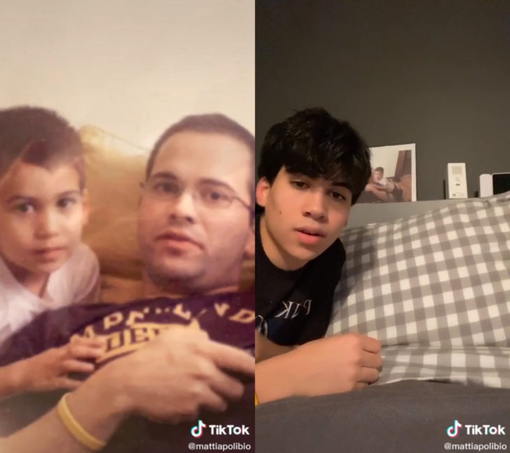 Challenge triste de TikTok; foto antes y después con ser querido que ya no está; hijo al lado de su papá