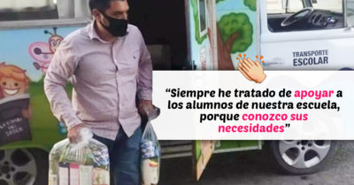 Director de primaria entrega despensas a sus alumnos más necesitados