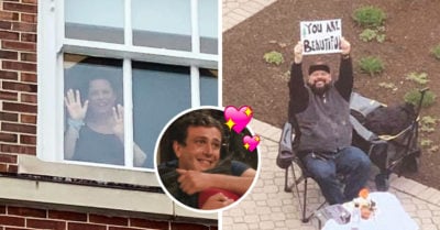 Tiene citas con su esposa a través de una ventana del hospital