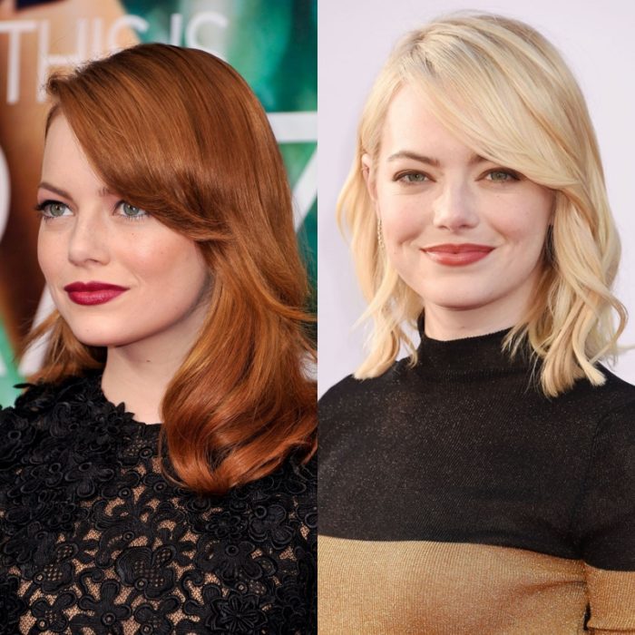 emma stone pelirroja y con el cabello natural rubio